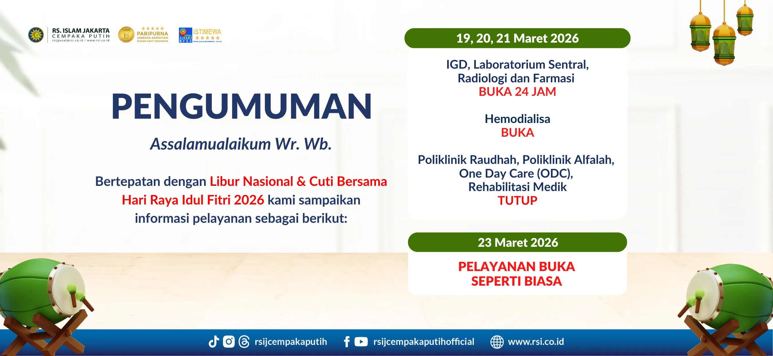 Pengumuman Libur Lebaran Layanan Poliklinik